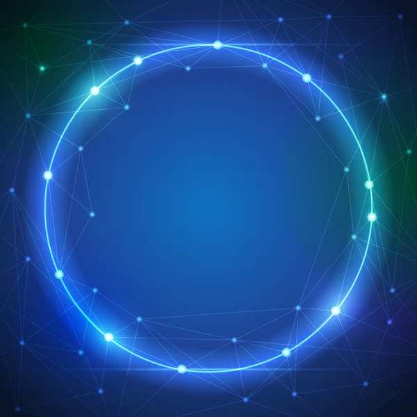 Streszczenie futurystyczny - cząsteczki i kolor niebieski okrąg promień światła — Wektor stockowy