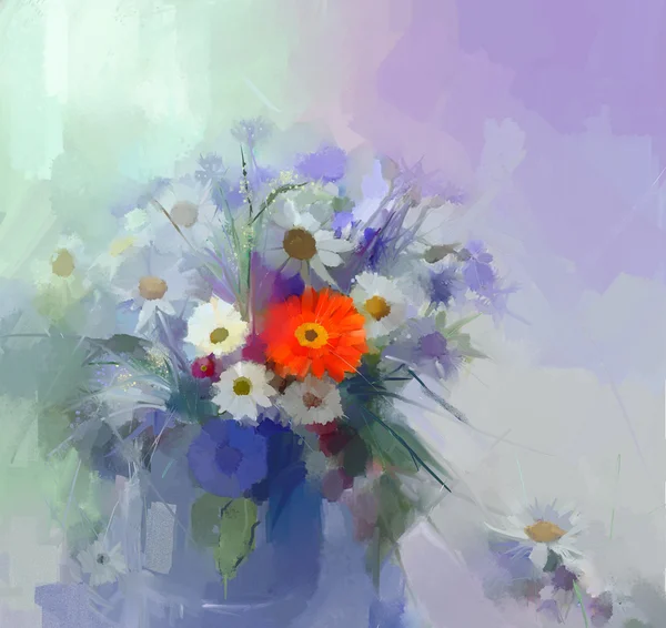 Blomma oljemålning. Flora Vintage färg bakgrunden — Stockfoto