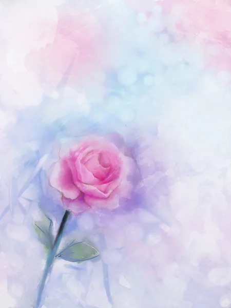 Peinture de fleurs. Rose rose floral de couleur pastel — Photo