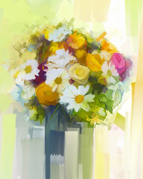 Натюрморт букет цветов живопись маслом — стоковое фото