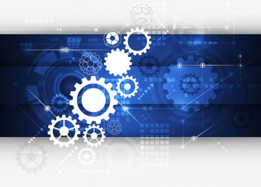 Vektör soyut fütüristik dişli devre kartı üzerinde