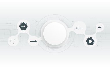 3D beyaz kağıt daire devre kartı üzerinde soyut