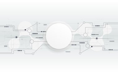 Vektör illüstrasyon soyut fütüristik beyaz devre kartı