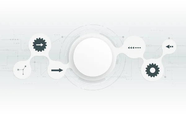 Résumé Cercle en papier blanc 3d sur circuit imprimé — Image vectorielle