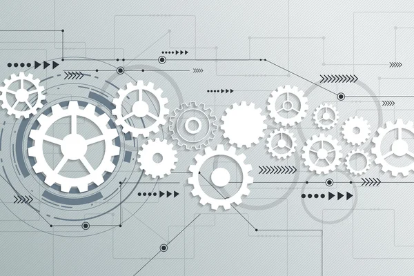 Vector abstract futuristic gear wheel engineering on circuit board — Stock Vector