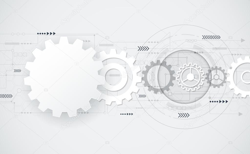 Vector abstract futuristic gear wheel engineering on circuit board,