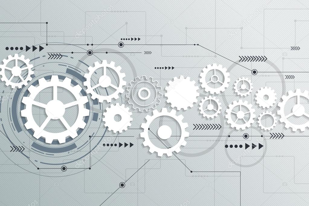 Vector abstract futuristic gear wheel engineering on circuit board