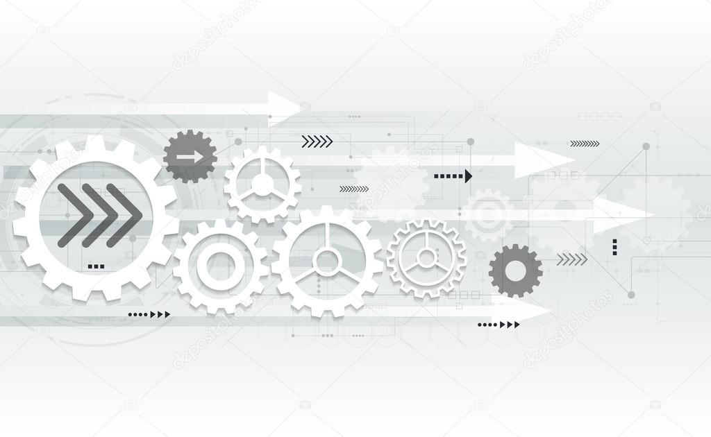 Vector abstract futuristic gear wheel engineering on circuit board