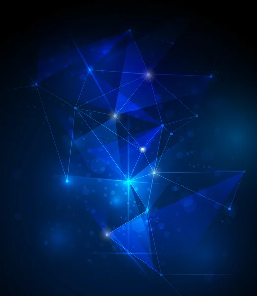 Tecnología abstracta- Moléculas con fondo azul polígono — Vector de stock
