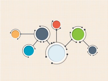 Soyut moleküller ve iletişim teknoloji tasarım için boş alan ile entegre daireler ile. Vektör çizim global sosyal medya kavramı. Açık gri renk arka plan.