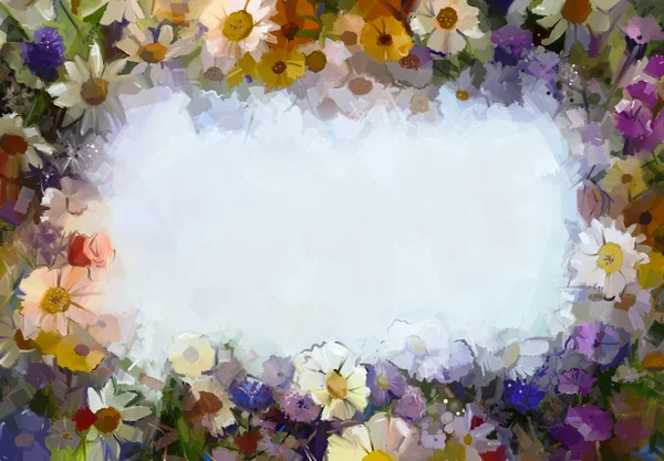 Oil painting flowers.Flowers Vintage style for background.Blank space for your design — Stock Fotó