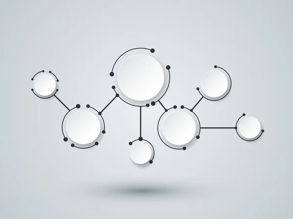 Illustrazione vettoriale Molecole astratte e tecnologia di comunicazione con cerchi integrati con spazio vuoto per il vostro progetto — Vettoriale Stock