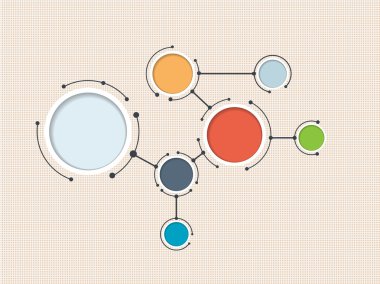 Soyut molekülleri entegre kağıt daire ve içerik için boş alan ile. Vektör çizim sosyal medya teknoloji kavramı