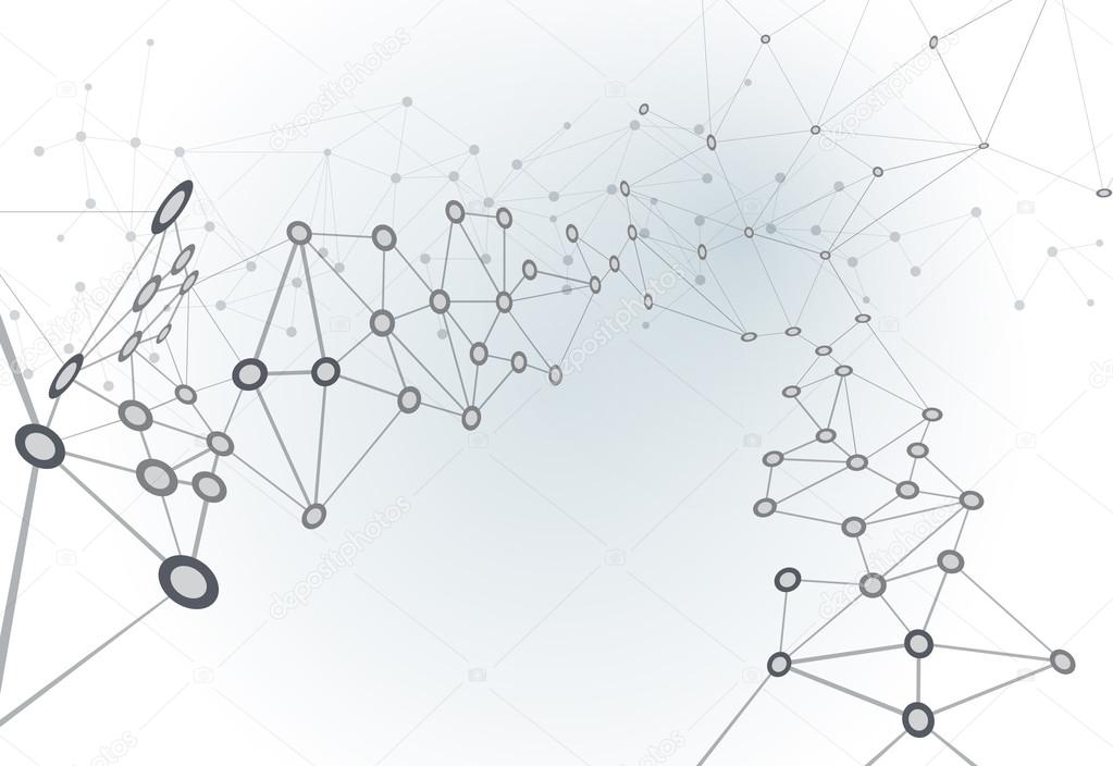 Molecule structure on light gray color background. Vector illustration of Communication - network for futuristic technology concept