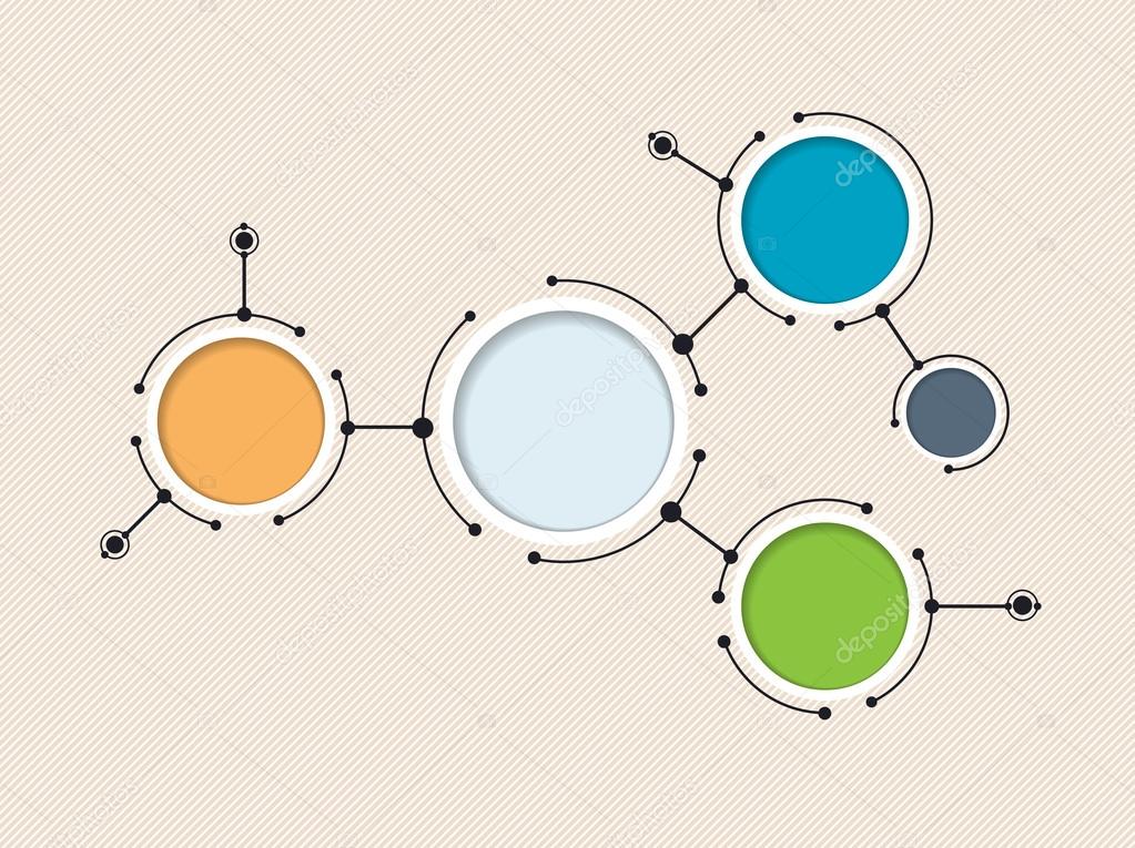 Abstract molecules with integrated paper circle and blank space for content. Vector illustration social media technology concept