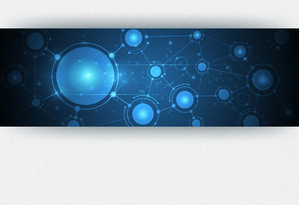 Estructura molecular abstracta sobre fondo de color azul. Ilustración vectorial de la red para la tecnología futurista concep — Vector de stock