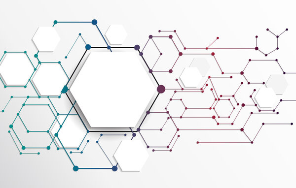 Vector Abstract futuristic. Molecule technology on light gray background