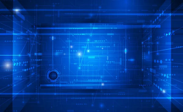 ベクトル図抽象的な未来的な回路基板、濃紺色の背景に高いコンピューター技術 — ストックベクタ