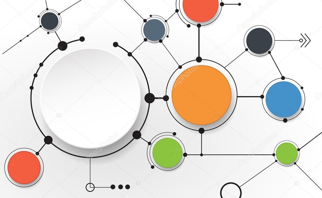 Abstract molecules and communication technology with integrated circles with Blank space for your design