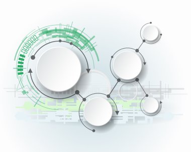3d kağıt daire ve içerik, Infographic şablon, iletişim, iş, ağ ve web tasarım için boş alan ile soyut molekülleri.