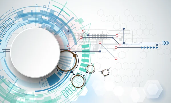 Tecnología de ingeniería de ilustración vectorial. Concepto de tecnología de integración e innovación con círculos de etiquetas de papel 3D y espacio para ustedcontenido — Vector de stock