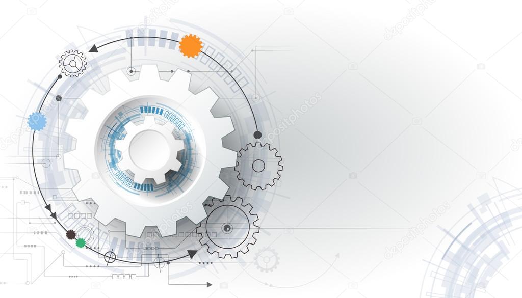 Vector illustration gear wheel and circuit board. With space for content, web- template, business tech presentation