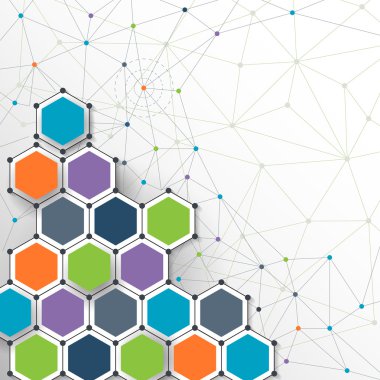 İllüstrasyon vektör - moleküller ve altıgen şekil