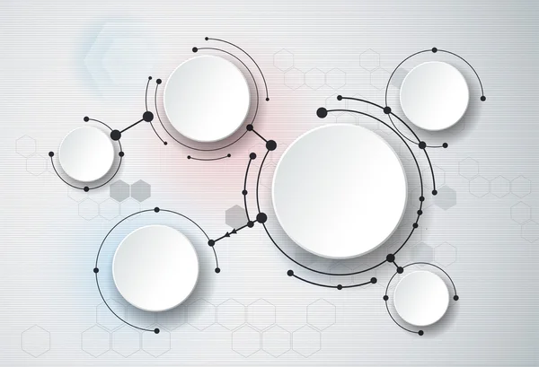 Molécules abstraites et papier 3d, cercles intégrés. Espace vide pour votre conception, modèle, communication, entreprise, réseau et web design — Image vectorielle