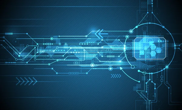 Circuito astratto futuristico vettoriale e cpu, Illustrazione alta tecnologia informatica e di comunicazione — Vettoriale Stock