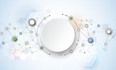 Vektör çizim soyut molekülleri ve iletişim - sosyal medya teknoloji kavramı