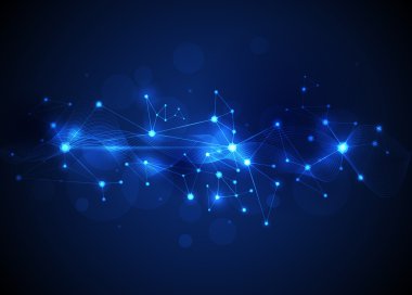 İllüstrasyon soyut moleküller ve kafes çizgileri, vektör tasarım bağlantı, iletişim teknolojisi