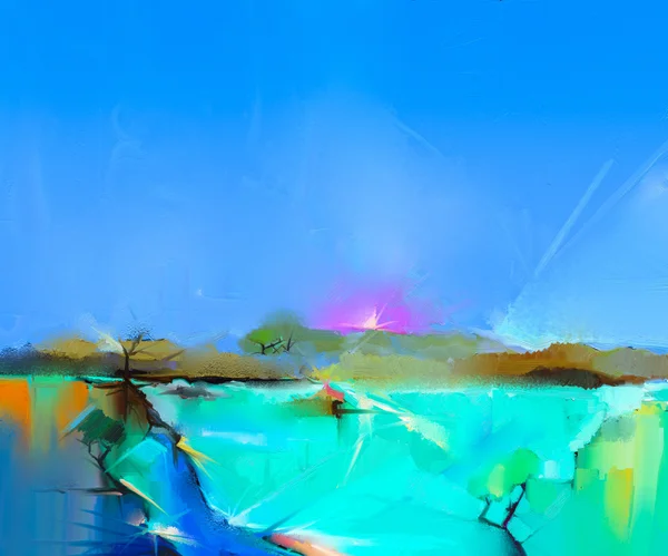 Peinture à l'huile abstraite colorée paysage sur toile — Photo