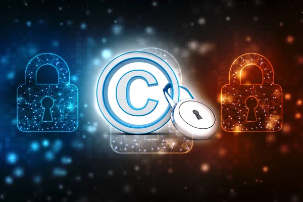 3d illustration copyright symbol in technology background, Copyright Protection concept