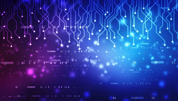 Abstract futuristic circuit board Illustration with binary codes, Circuit board with various technology elements. Circuit board pattern for technology background