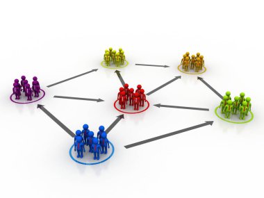 Sosyal ağ kavramı: insan figürlerinin renk grubu dijital arkaplan