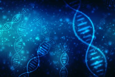 DNA yapısı, soyut tıbbi ve sağlık geçmişi, soyut teknoloji bilim konsepti yüksek teknoloji mavi arka planda DNA fütüristik 