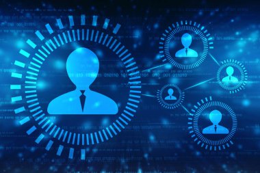 Business Network Concept Background, Social Networks ve etkileşim konsepti. Karışık ortam, Dijital Soyut Teknoloji arka planı, Sosyal bağlantı ve ağ konsepti