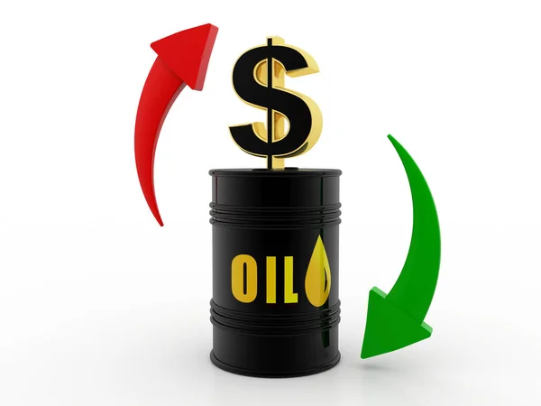 Oljeindustriens Konsept Oil Barrel Dollar Hvit Bakgrunn Råolje Konseptet Gjengitt – stockfoto