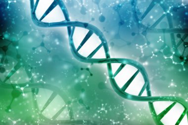 Tıbbi teknoloji arka planında DNA yapısının 3 boyutlu canlandırması