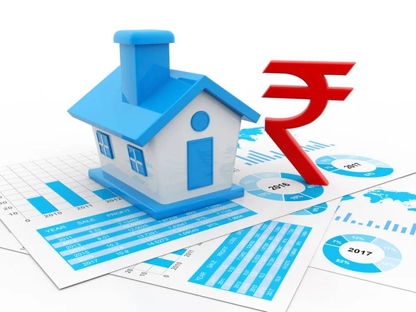 Haus Mit Rupie Symbol Immobilienkonzept Mit Indischer Rupie Darstellung — Stockfoto