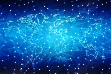 Genel ağ bağlantısı. Küresel iş dünyasının dünya haritası ve kompozisyon kavramı. Teknoloji Dijital Arkaplan, dünya haritası soyut arkaplan, Küresel İnternet İletişim Arkaplanı