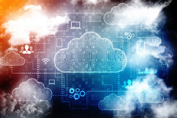 Ilustracja Przetwarzania Chmurze Koncepcji Przetwarzania Chmurze Technologii Przetwarzania Chmurze Internetu — Zdjęcie stockowe