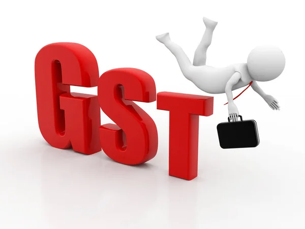 Бізнесмен Падає Gst Gst Tax India Concept Ізольовані Білому Тлі — стокове фото