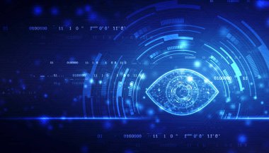 Biyometrik tarama gözü, Dijital göz, Güvenlik konsepti, siber güvenlik konsepti, Teknoloji kavramı