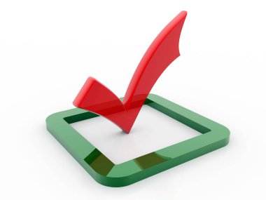 Beyaz arkaplanda duran kırmızı işaretin 3d illüstrasyonu