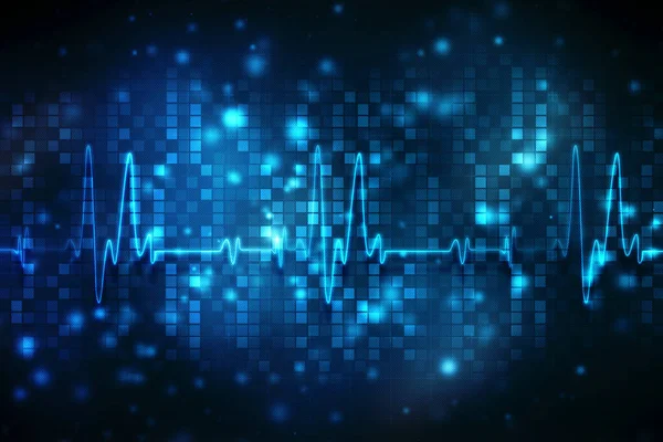 Blue Heart pulse monitor with signal. Heart beat icon, medical and health care background. vector background
