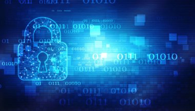 Dijital arka planda asma kilit kapatıldı. Teknoloji güvenlik kavramı. Modern güvenlik dijital arka planı. Kilit Koruma Sistemi, Siber Güvenlik ve Bilgi ve Ağ Koruması