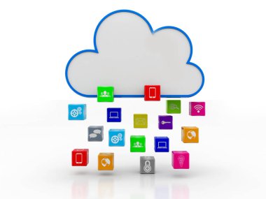 3D rendering Cloud bilgisayar kavramı, Cloud internet teknolojisi kavramı arka plan, Cloud bilgisayar ve ağ güvenliği teknolojisi kavramı