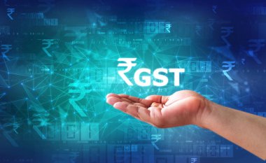 İşadamı GST Hindistan Sözcüğü, GST Hindistan Vergisi İş Grafiği Konsepti