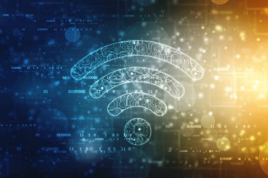 2d illüstrasyon WiFi sembolü işareti, WiFi İnternet Ağ Bağlantısı Arkaplanı, Kablosuz Yüksek hızlı internet iletişimi kavramı